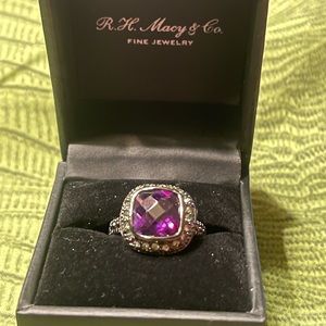 Cushion Cut Amethyst Ring made with Tungsten.